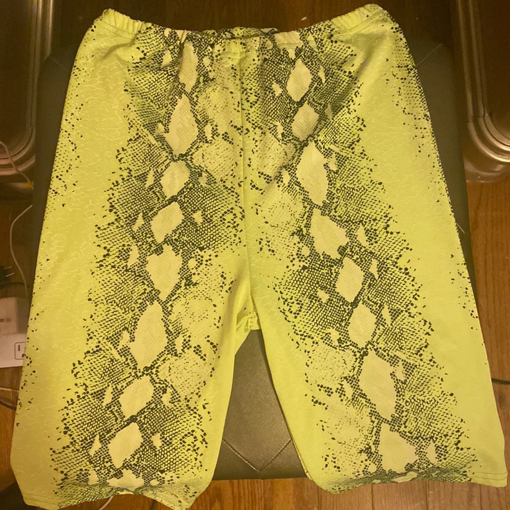 Neon green biker shorts